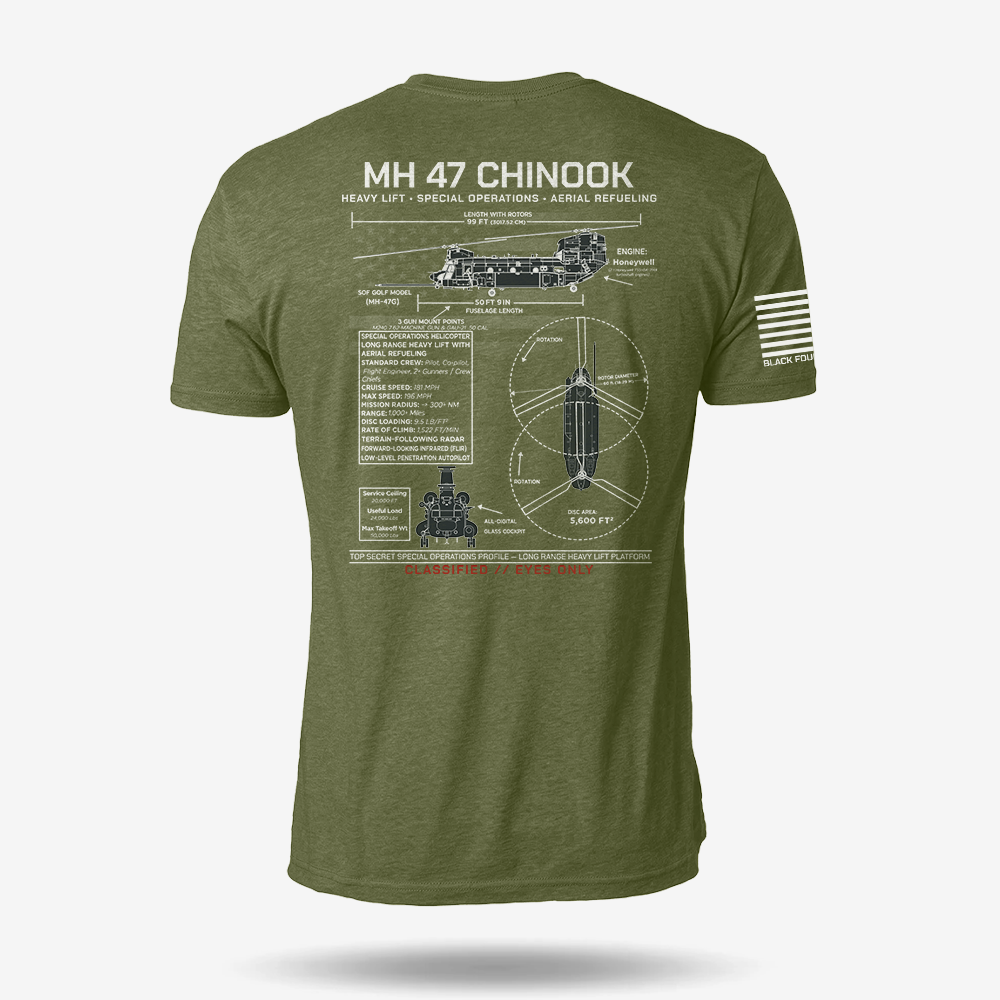 MH 47 Chinook Schematic T Shirt