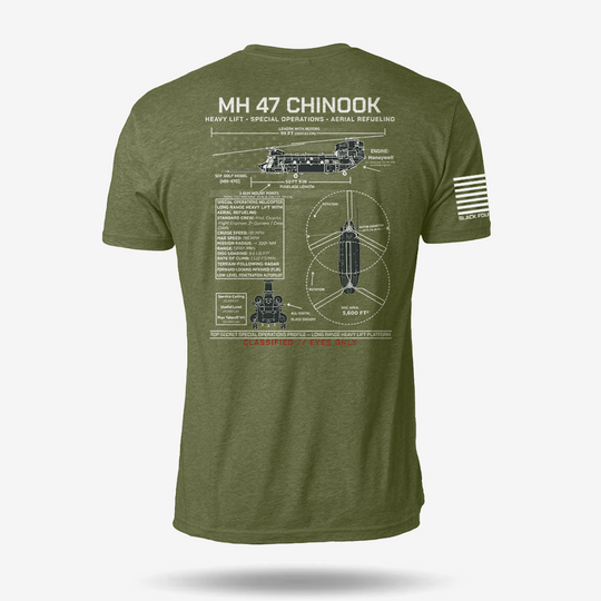 MH 47 Chinook Schematic T Shirt