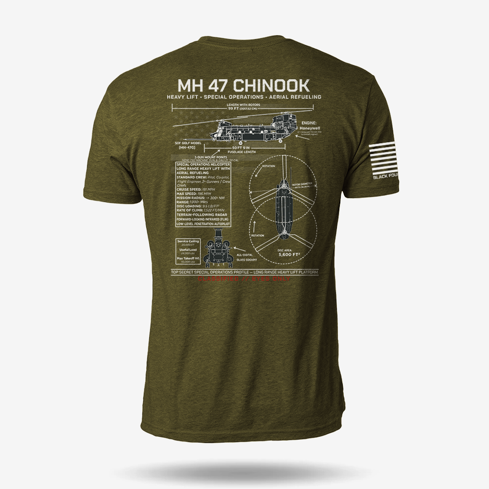 MH 47 Chinook Schematic T Shirt