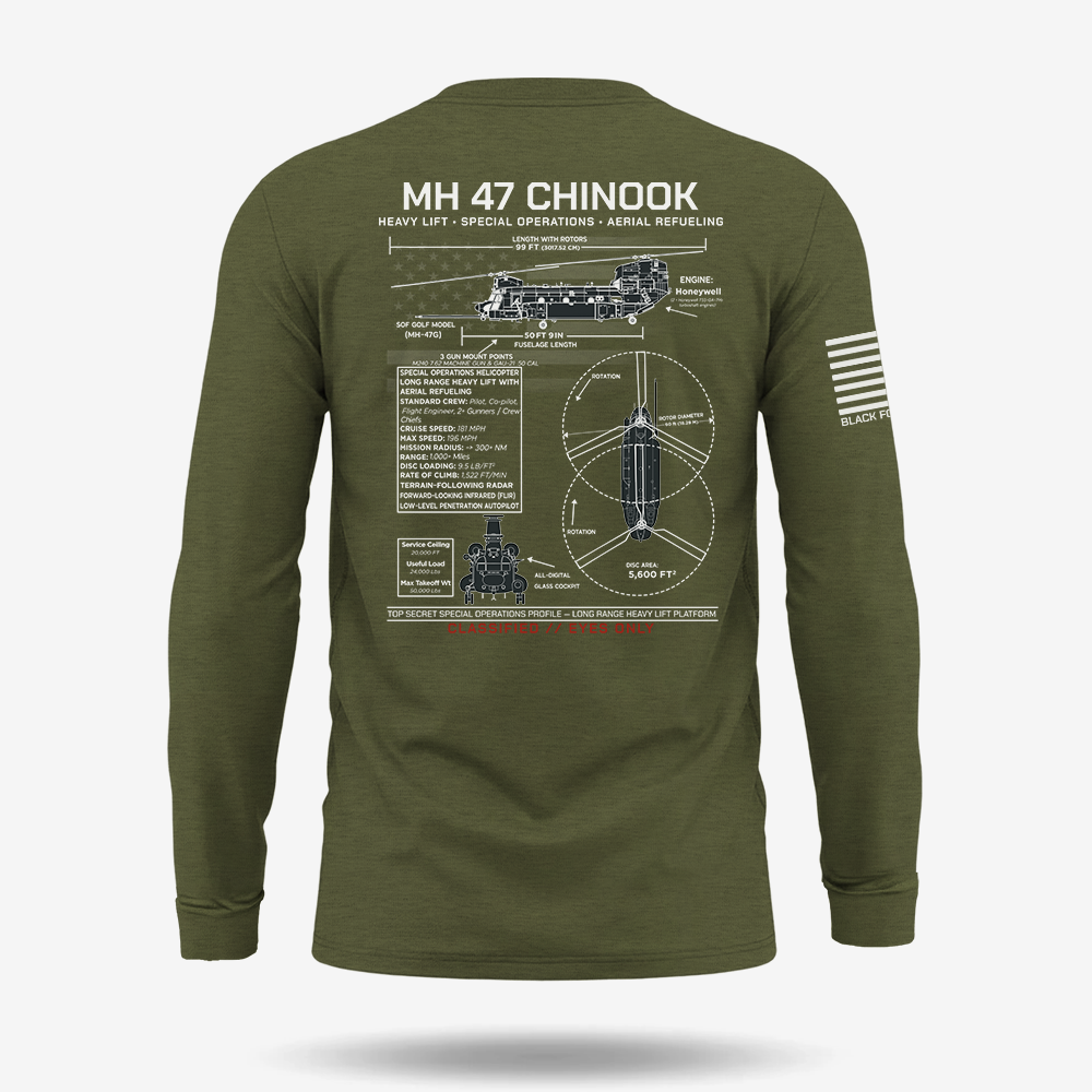MH 47 Chinook Schematic Long Sleeve