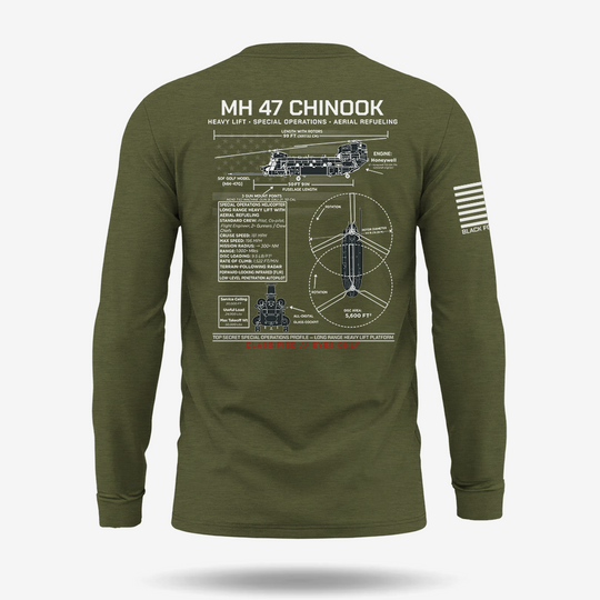 MH 47 Chinook Schematic Long Sleeve