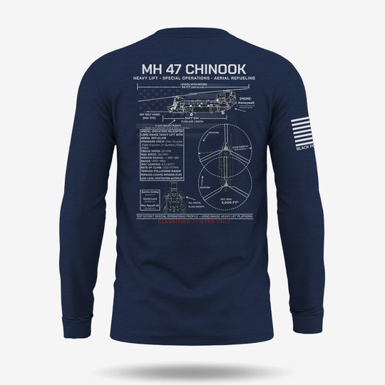 MH 47 Chinook Schematic Long Sleeve