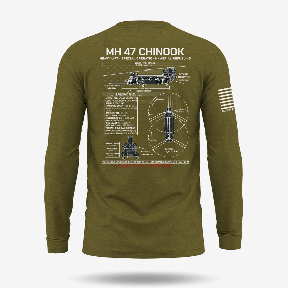 MH 47 Chinook Schematic Long Sleeve