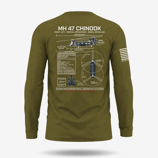 MH 47 Chinook Schematic Long Sleeve