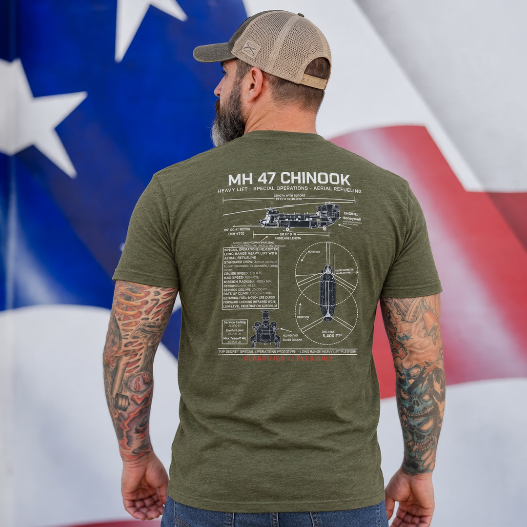 MH 47 Chinook Schematic T Shirt