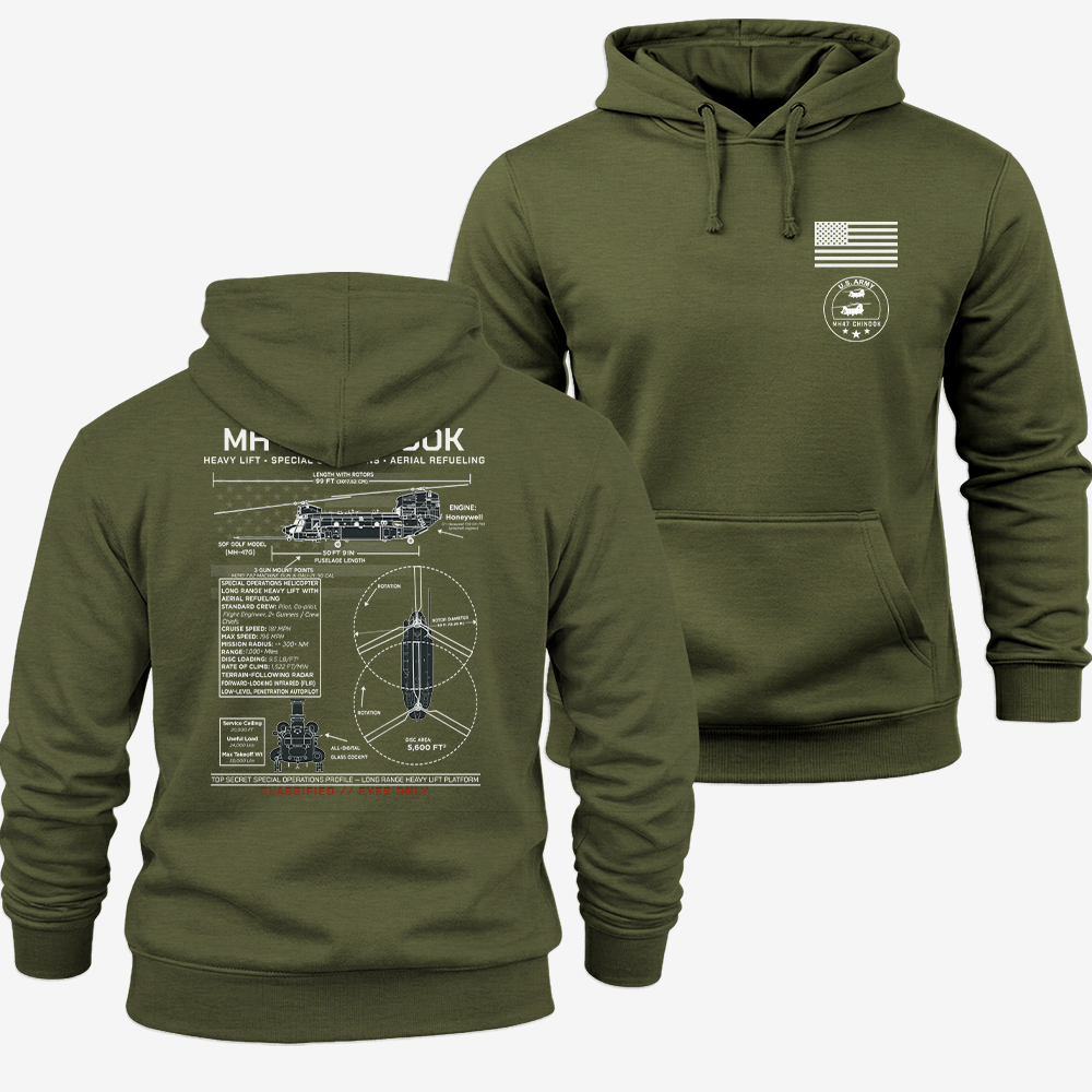 MH 47 Chinook Schematic Hoodie