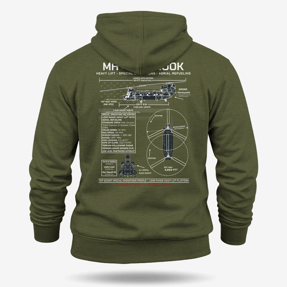 MH 47 Chinook Schematic Hoodie
