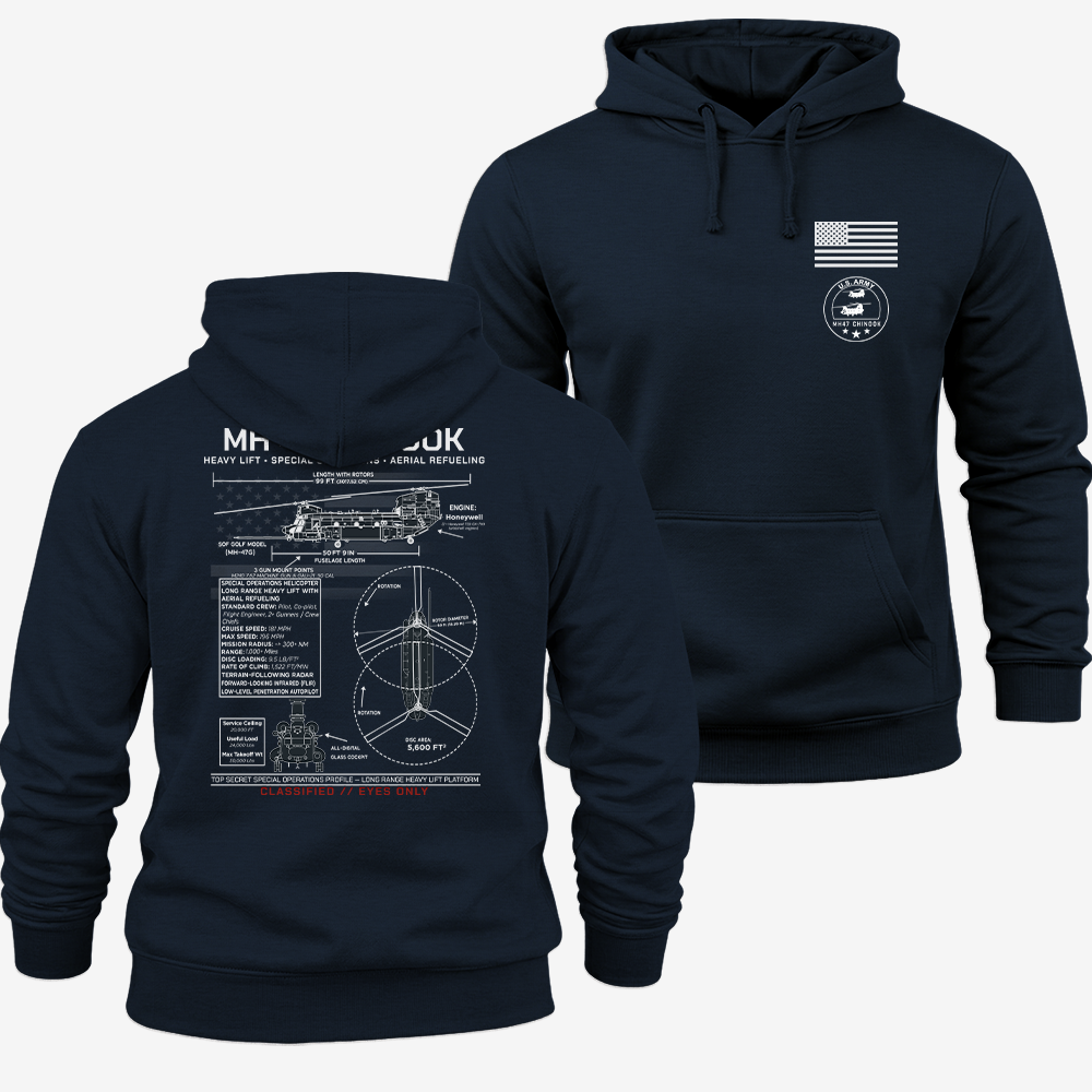 MH 47 Chinook Schematic Hoodie