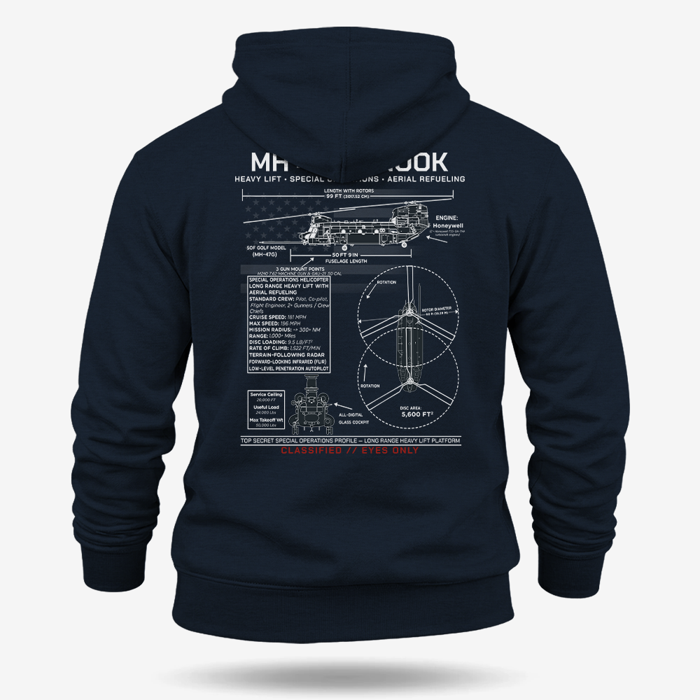 MH 47 Chinook Schematic Hoodie