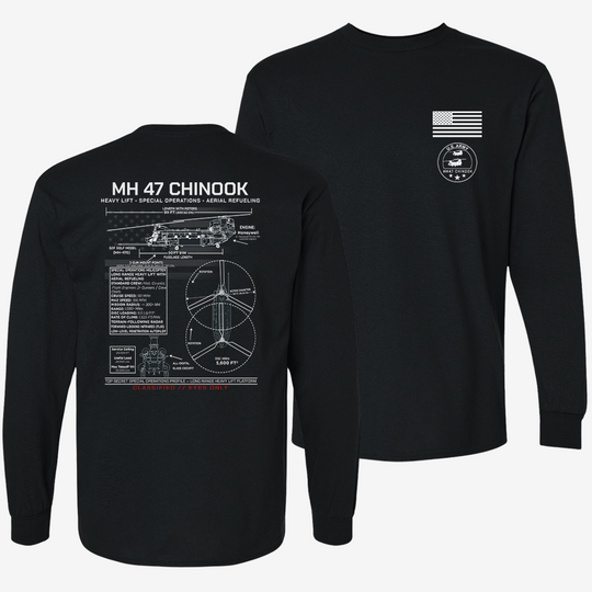 MH 47 Chinook Schematic Long Sleeve