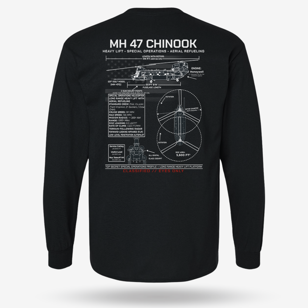 MH 47 Chinook Schematic Long Sleeve