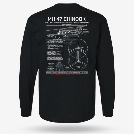 MH 47 Chinook Schematic Long Sleeve