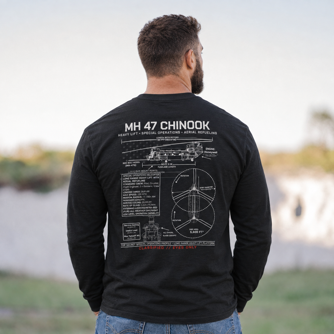 MH 47 Chinook Schematic Long Sleeve