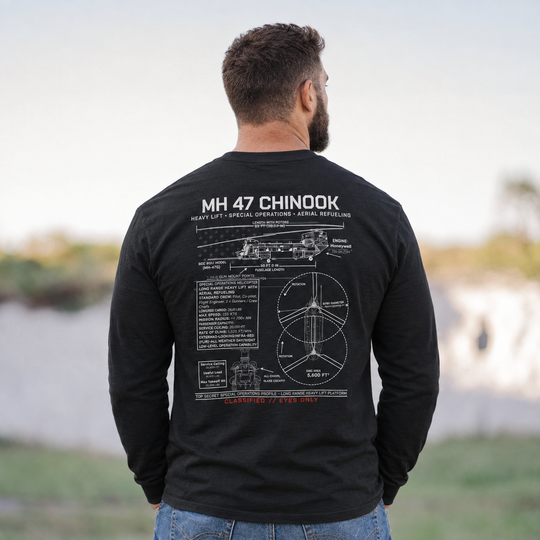 MH 47 Chinook Schematic Long Sleeve