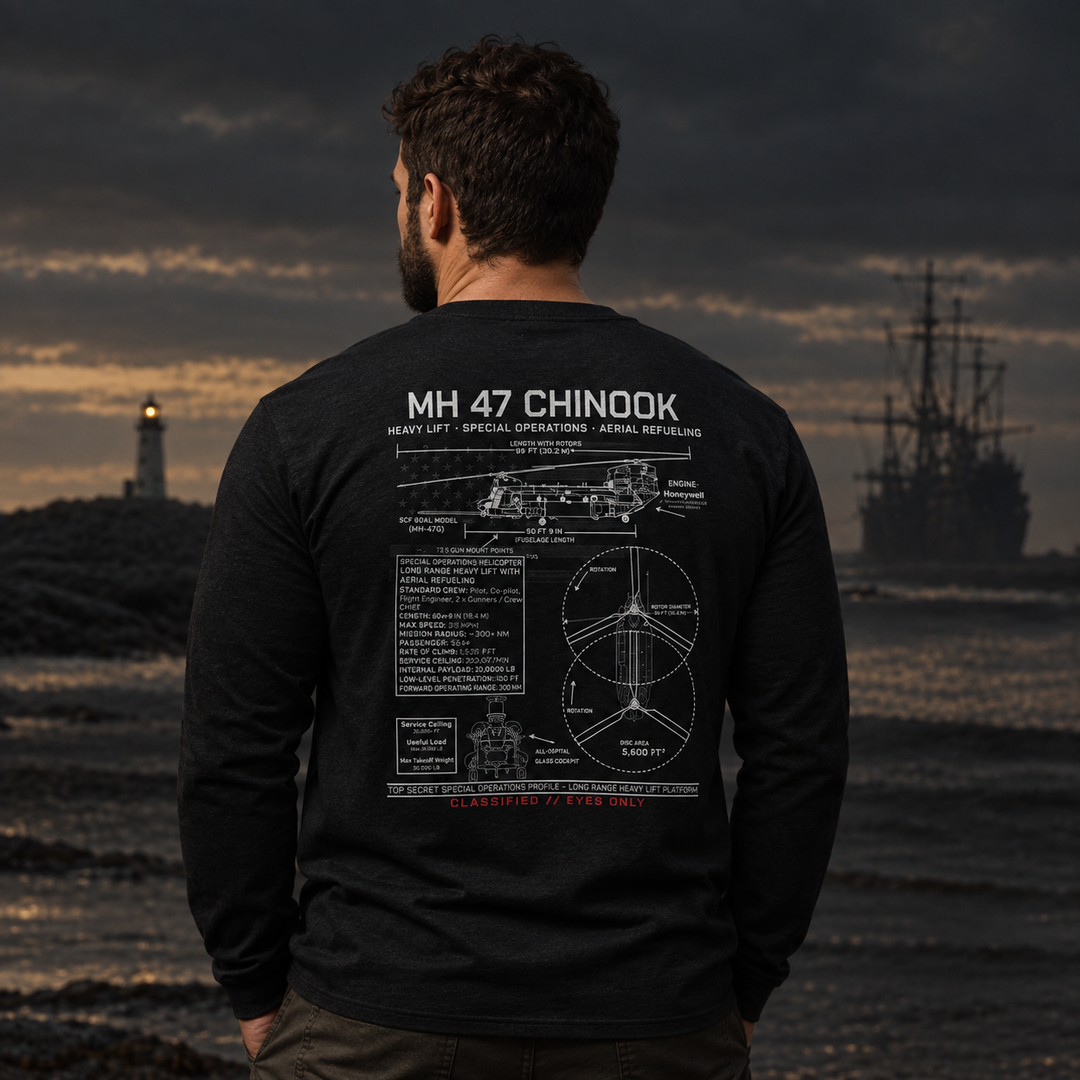 MH 47 Chinook Schematic Long Sleeve