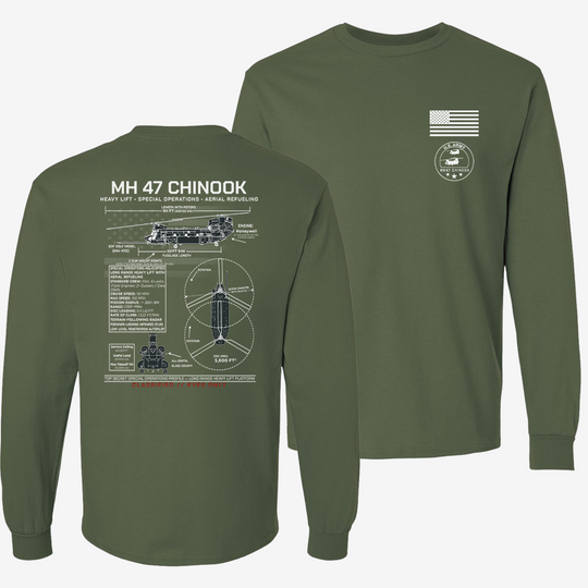 MH 47 Chinook Schematic Long Sleeve