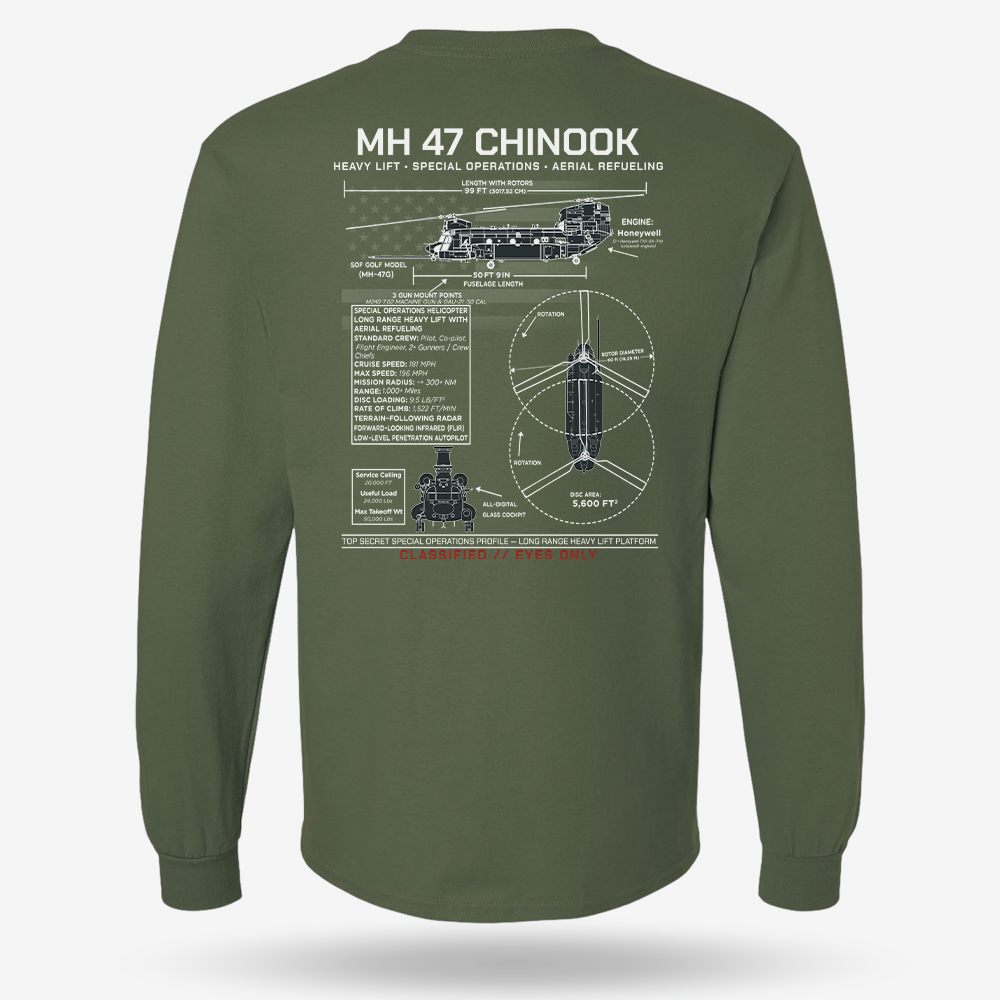 MH 47 Chinook Schematic Long Sleeve