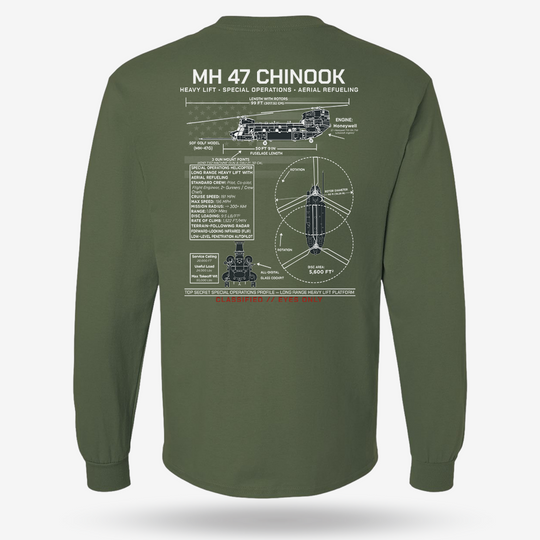 MH 47 Chinook Schematic Long Sleeve