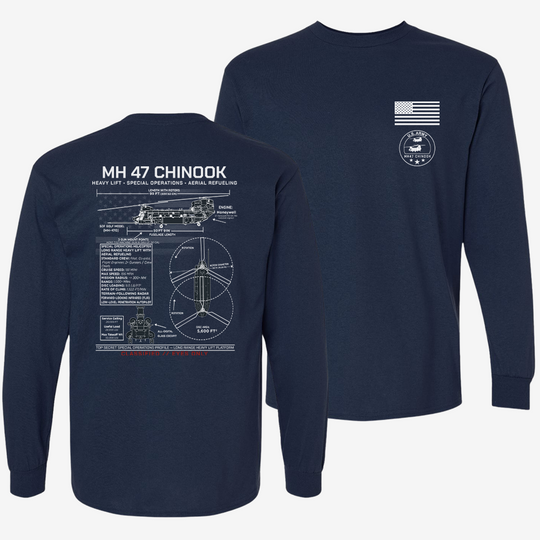 MH 47 Chinook Schematic Long Sleeve