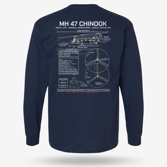 MH 47 Chinook Schematic Long Sleeve