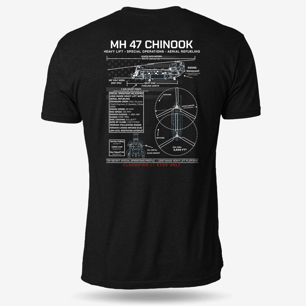MH 47 Chinook Schematic T Shirt