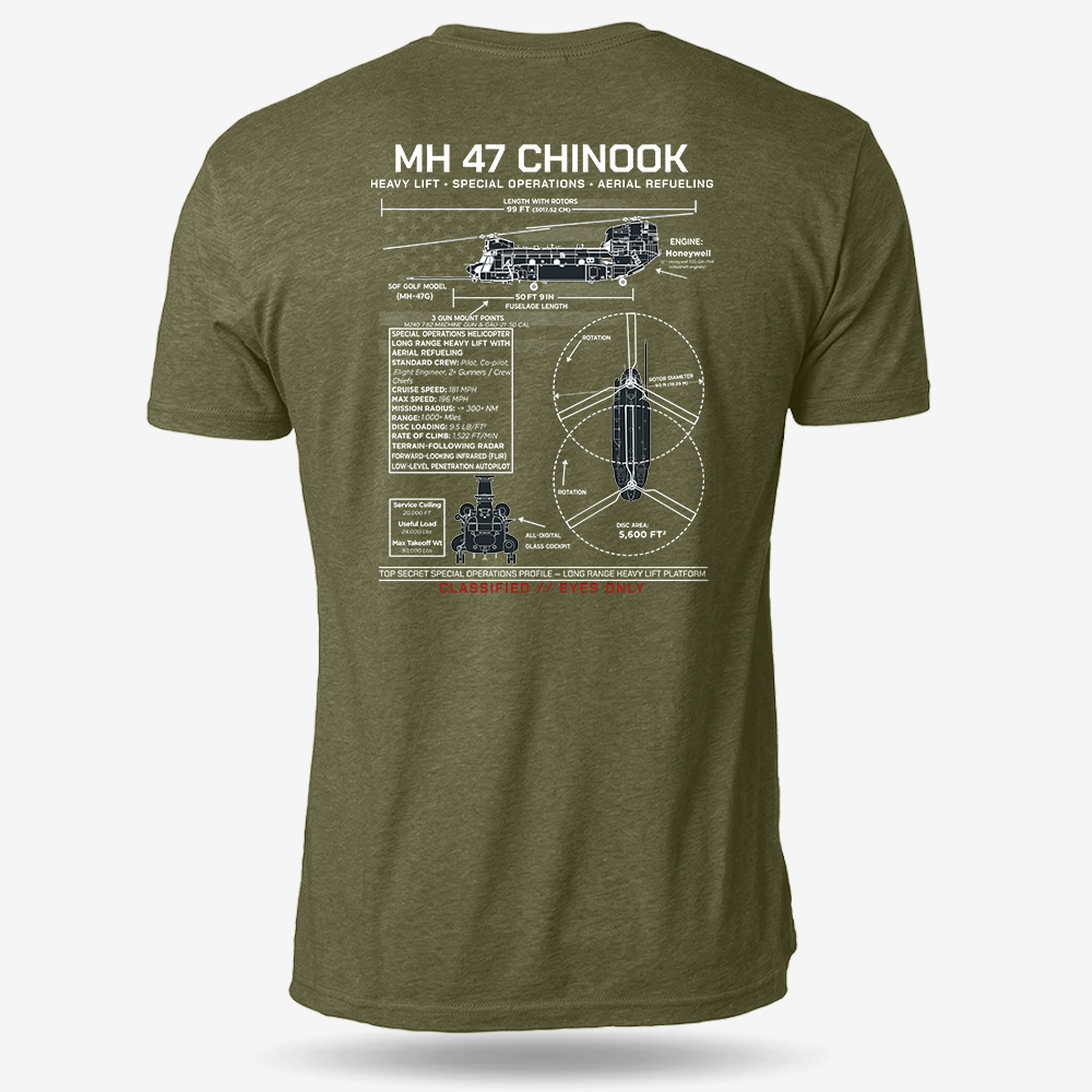 MH 47 Chinook Schematic T Shirt