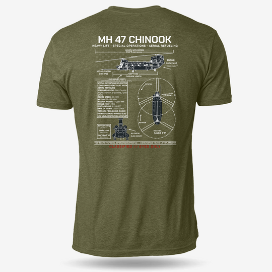 MH 47 Chinook Schematic T Shirt