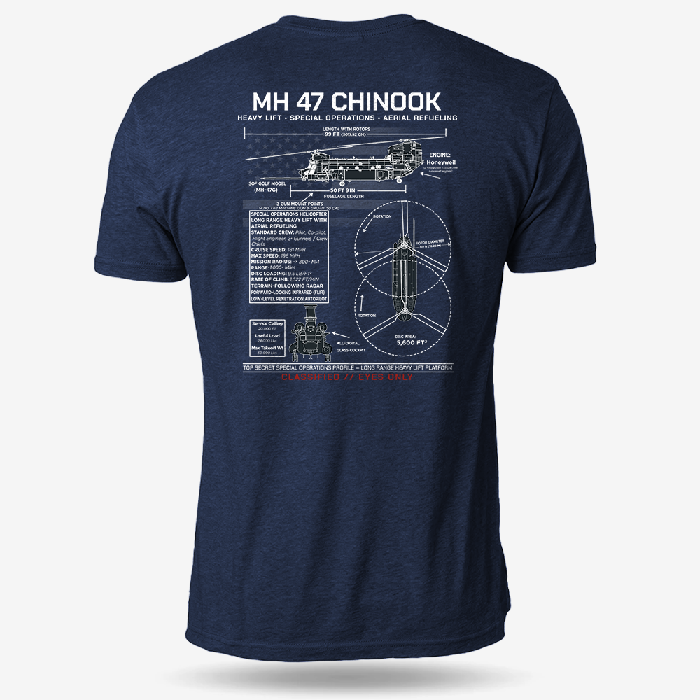 MH 47 Chinook Schematic T Shirt