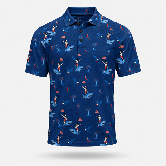 Old Glory Shark Rider Polo