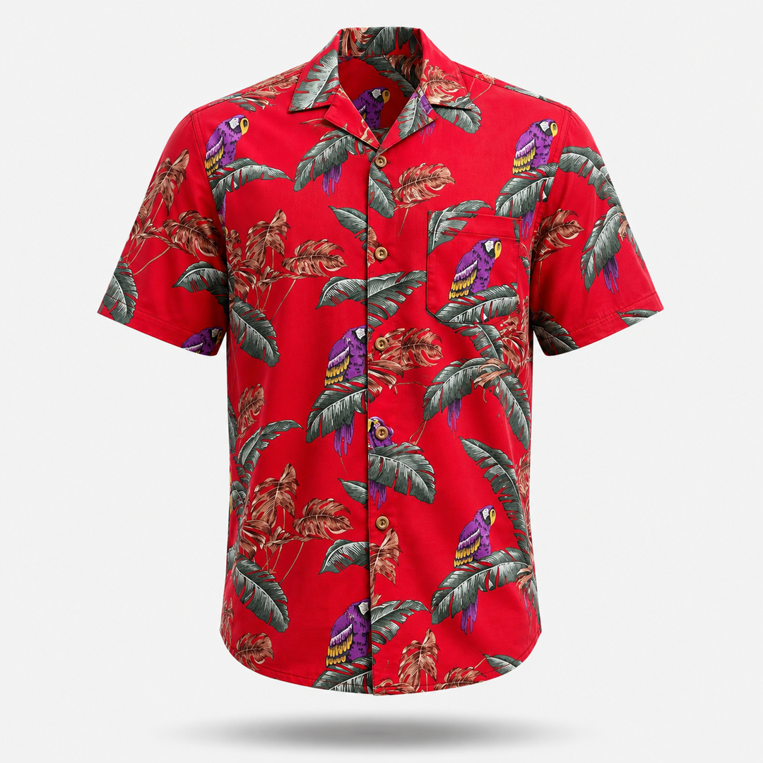 Red Jungle Parrot Hawaiian Shirt 1