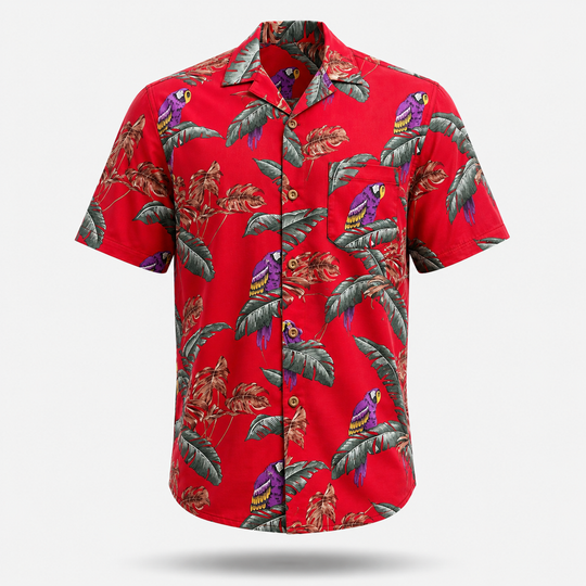Red Jungle Parrot Hawaiian Shirt 1