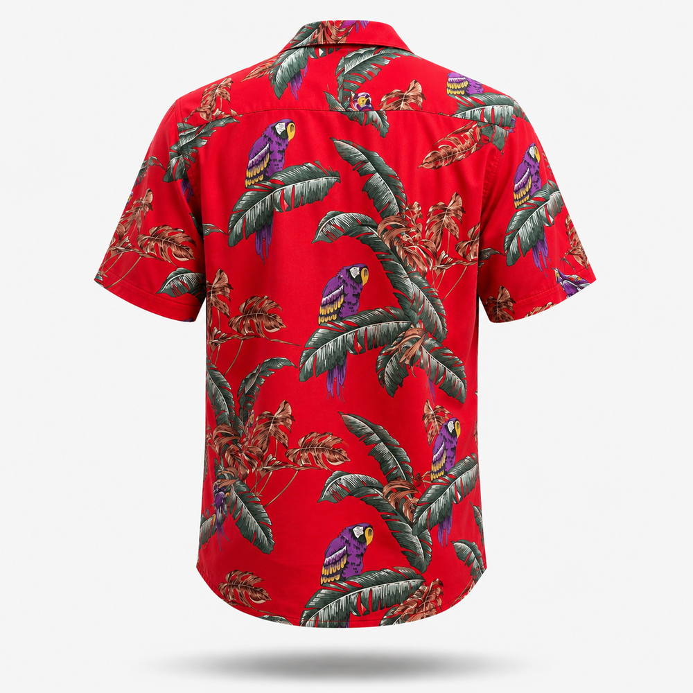 Red Jungle Parrot Hawaiian Shirt 1