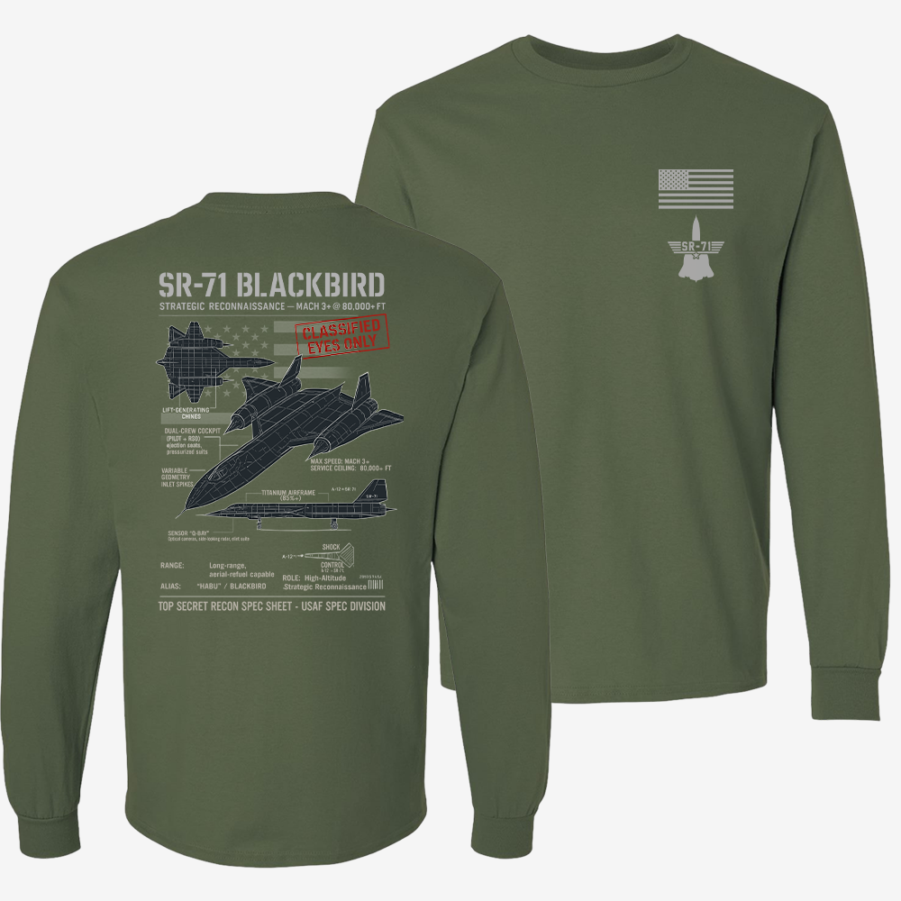 SR-71 Blackbird Schematic Long Sleeve