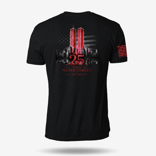 Twin Towers 25 Years Never Forget T Shirt