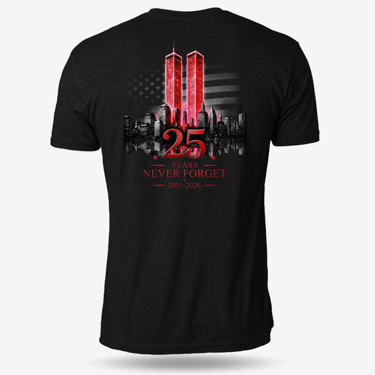 Twin Towers 25 Years Never Forget T Shirt