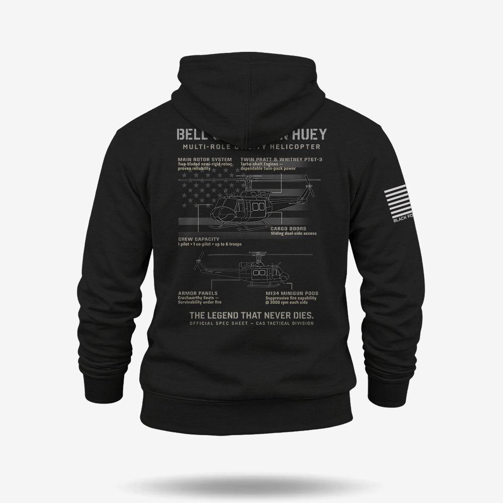 BELL UH-1N TWIN HUEY Schematic Hoodie