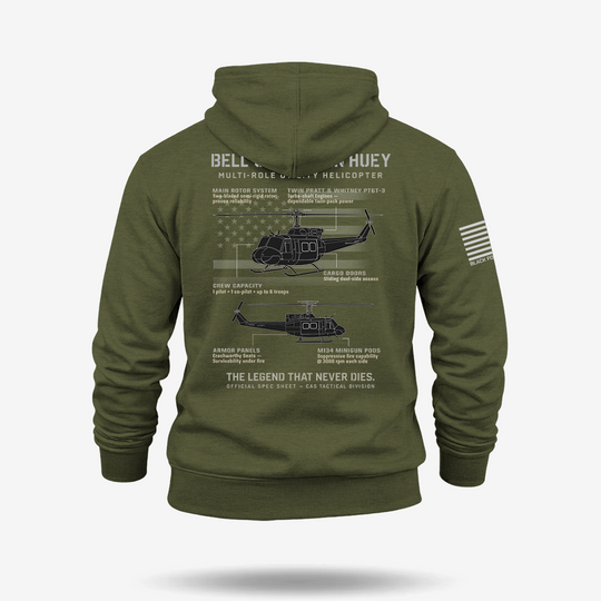 BELL UH-1N TWIN HUEY Schematic Hoodie