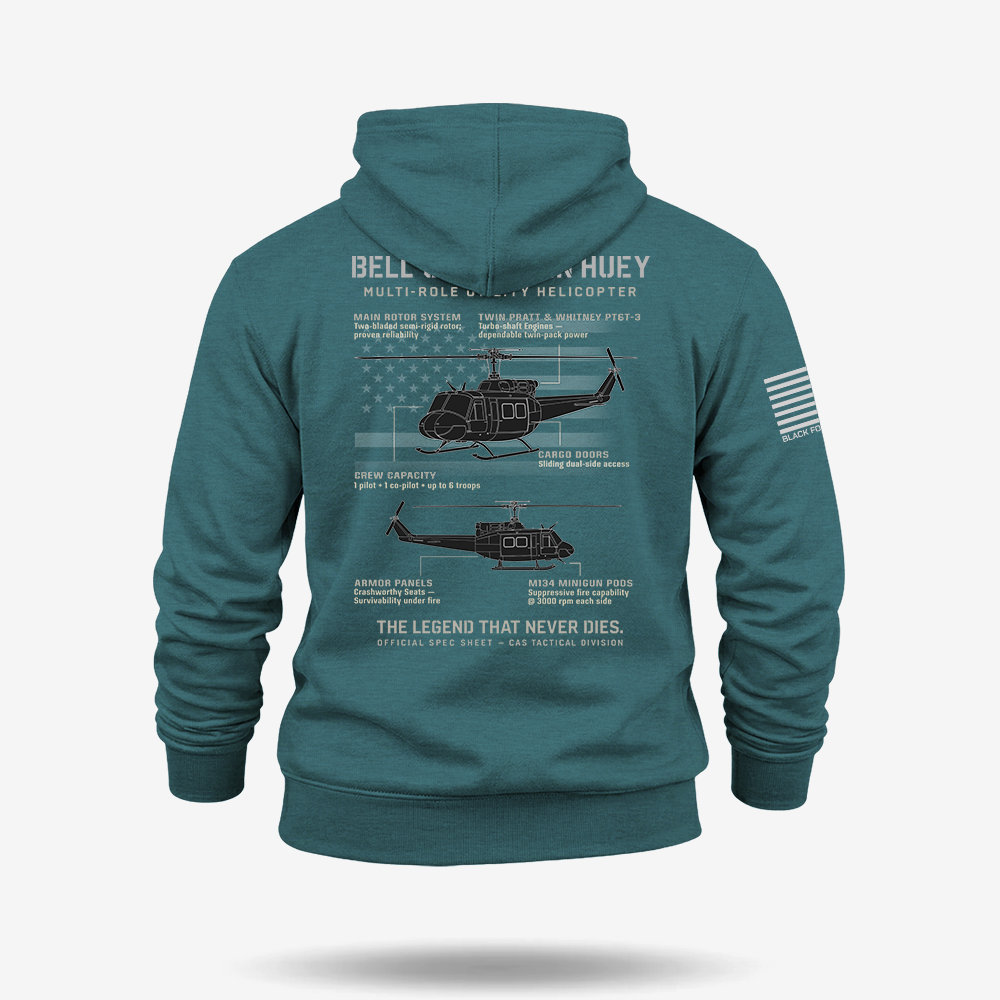 BELL UH-1N TWIN HUEY Schematic Hoodie