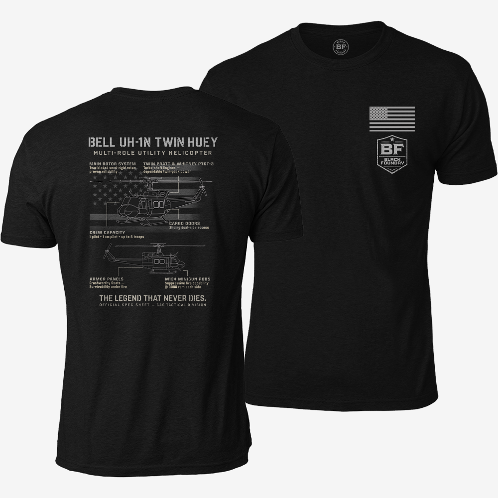 BELL UH-1N TWIN HUEY Schematic T Shirt