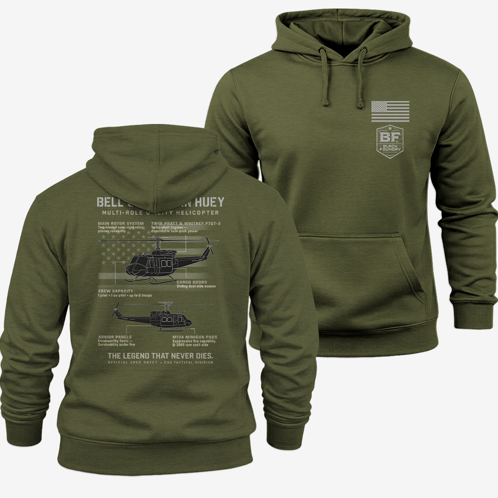 BELL UH-1N TWIN HUEY Schematic Hoodie