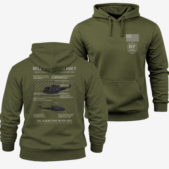 BELL UH-1N TWIN HUEY Schematic Hoodie