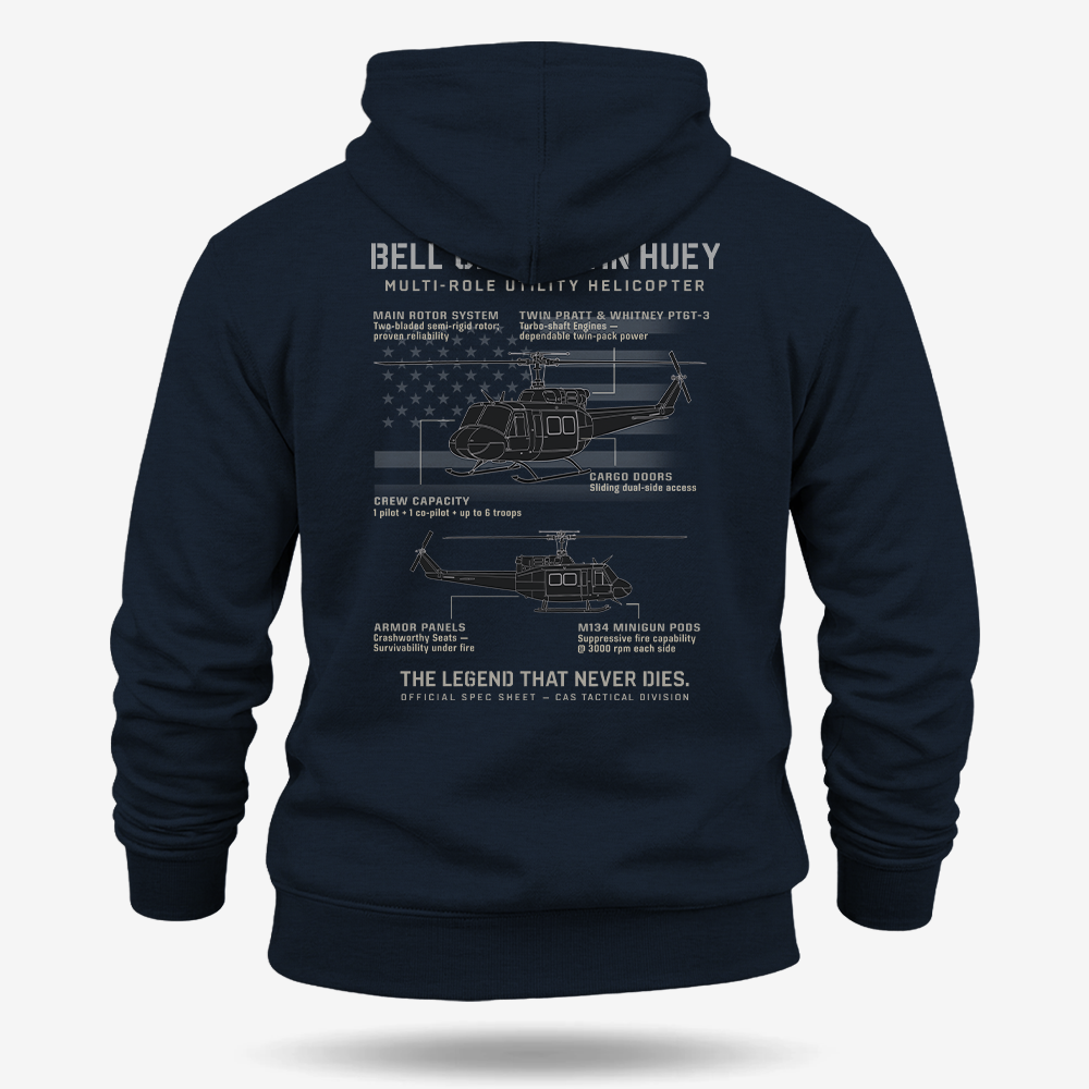 BELL UH-1N TWIN HUEY Schematic Hoodie