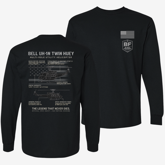 BELL UH-1N TWIN HUEY Schematic Long Sleeve