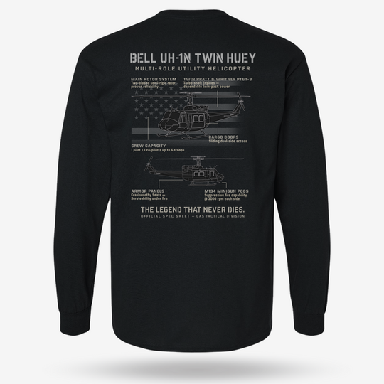 BELL UH-1N TWIN HUEY Schematic Long Sleeve