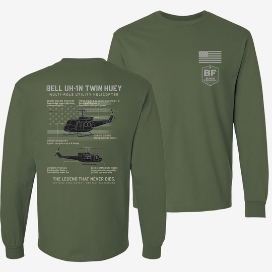 BELL UH-1N TWIN HUEY Schematic Long Sleeve