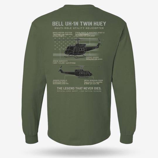 BELL UH-1N TWIN HUEY Schematic Long Sleeve