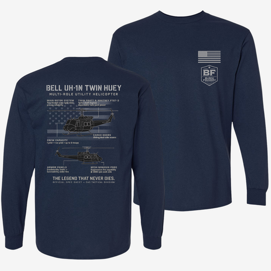 BELL UH-1N TWIN HUEY Schematic Long Sleeve