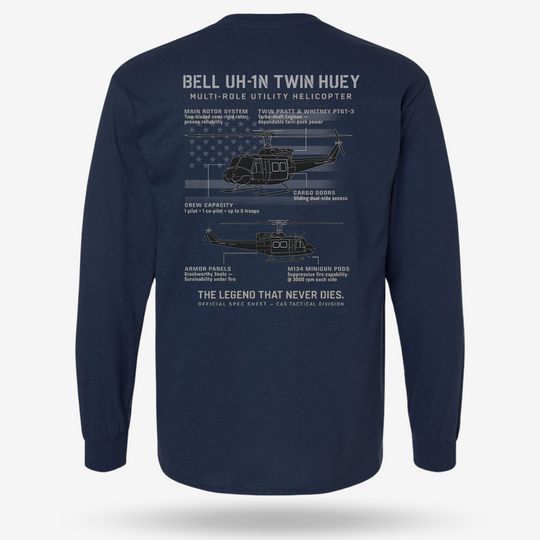 BELL UH-1N TWIN HUEY Schematic Long Sleeve