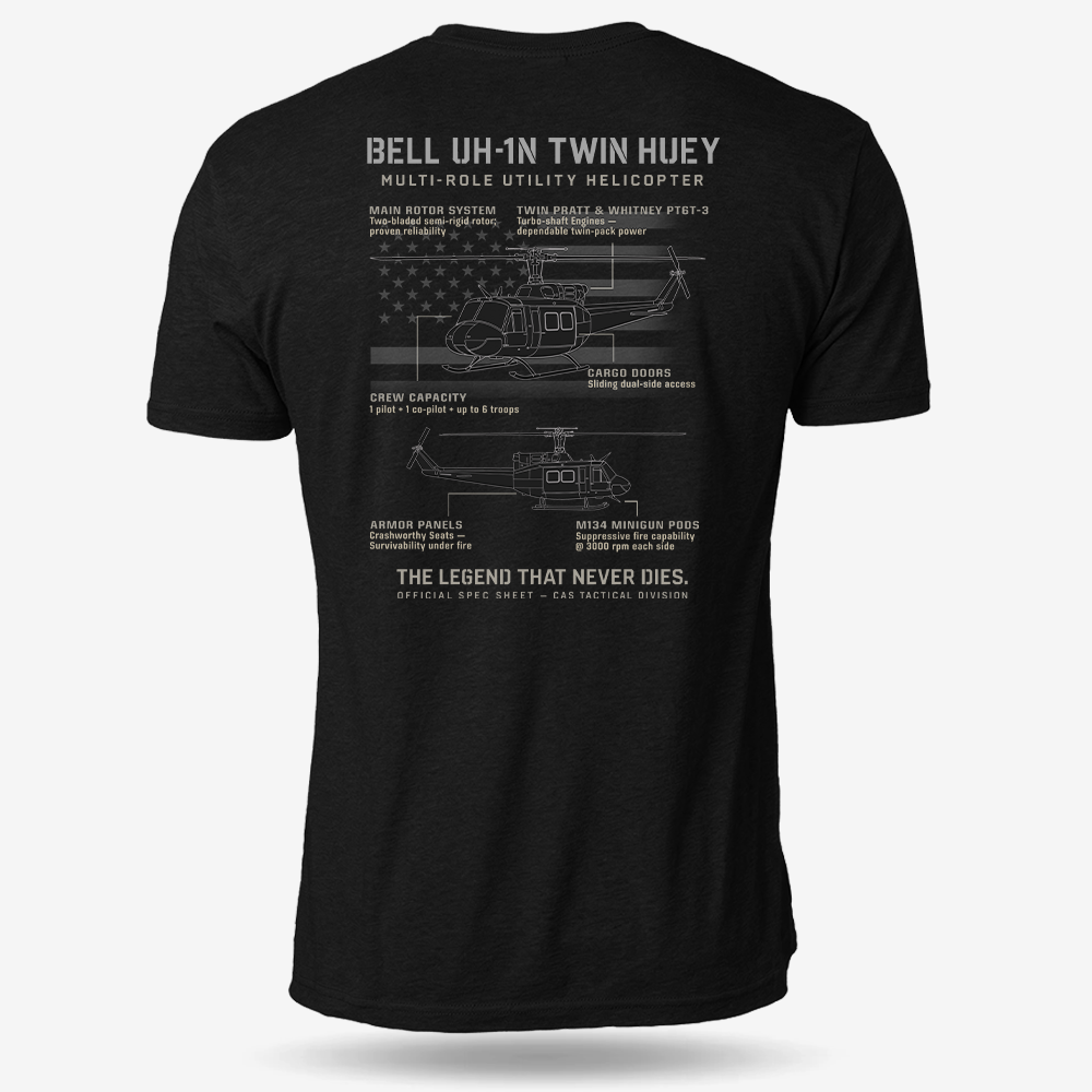 BELL UH-1N TWIN HUEY Schematic T Shirt