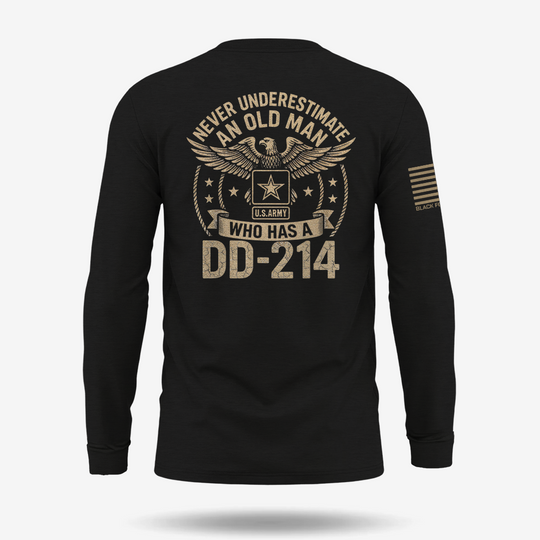 Never Underestimate An Old Man Us Army Veteran Long Sleeve